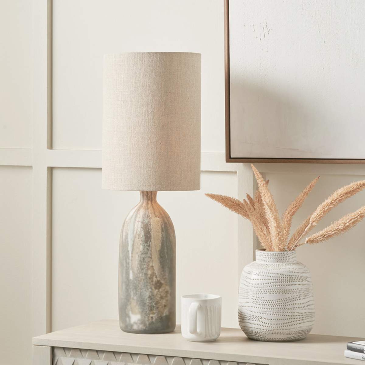 Pacific Lifestyle Palmino Brown Tall Organic Glass Bottle Table Lamp
