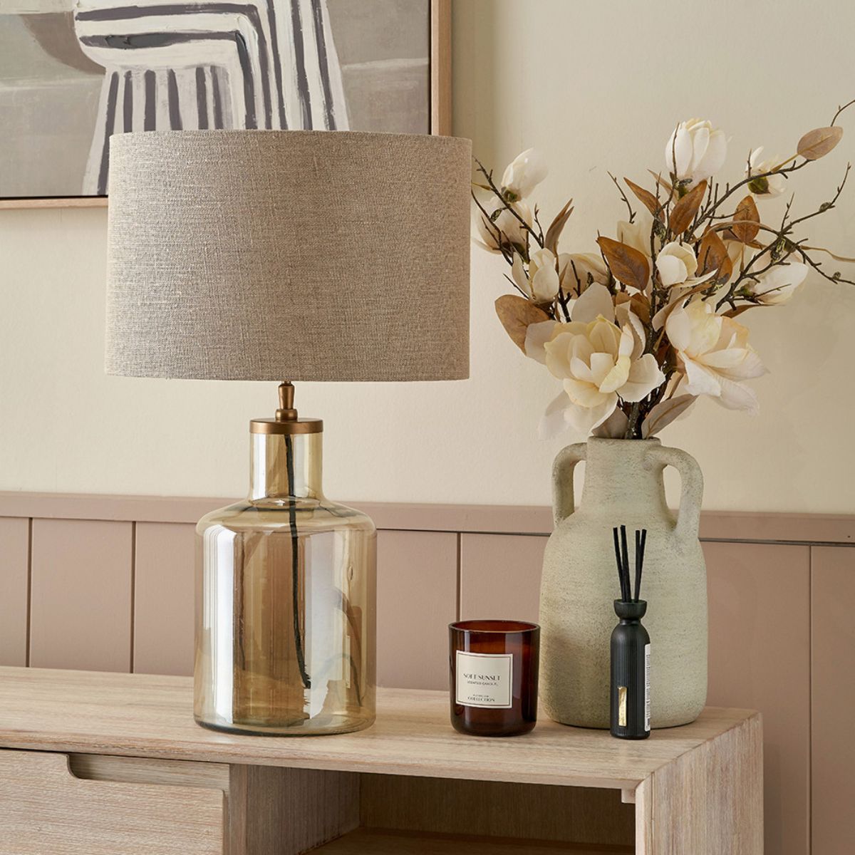 Pacific Lifestyle Palmo Smoke Lustre Glass Bottle Table Lamp Base