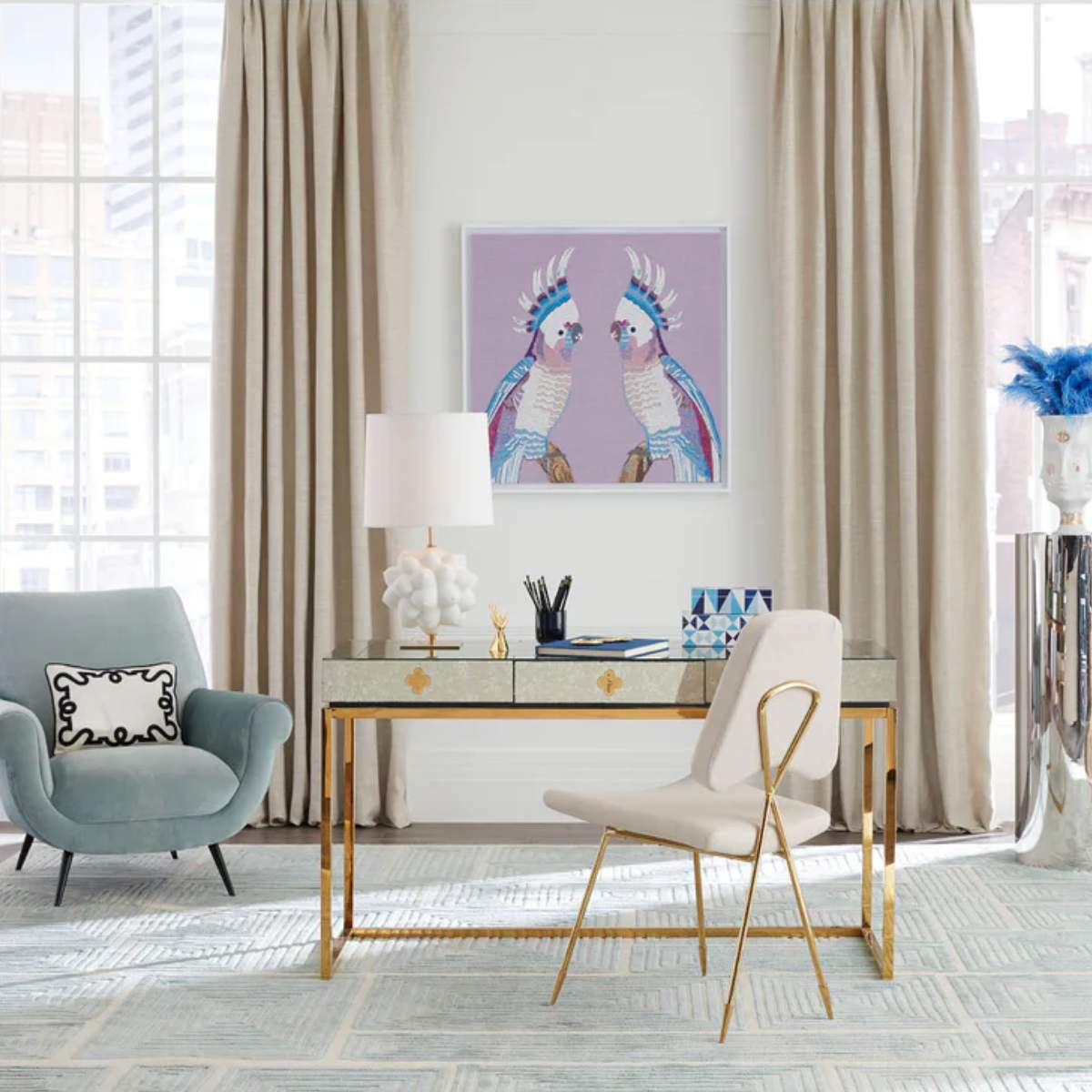 Jonathan Adler Parrots Beaded Art