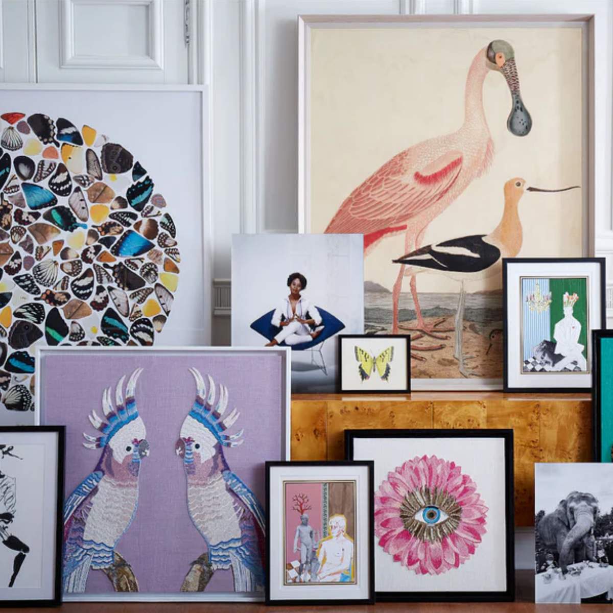 Jonathan Adler Parrots Beaded Art