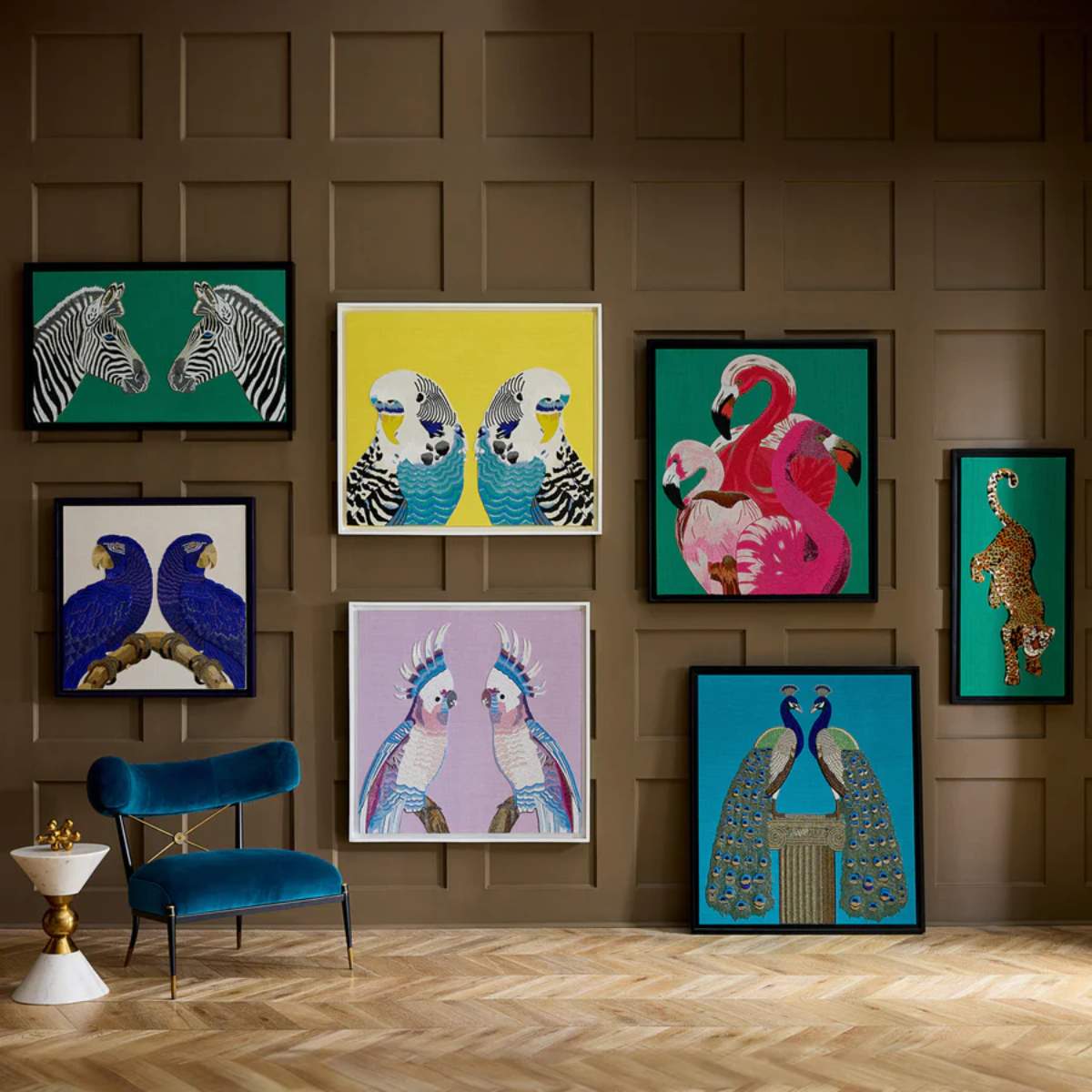 Jonathan Adler Peacock Beaded Art
