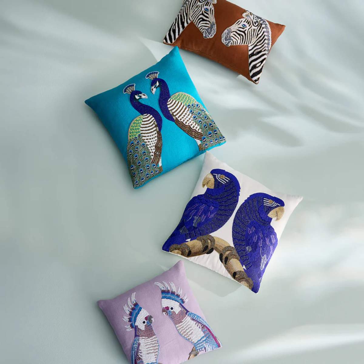 Jonathan Adler Peacock Beaded Cushion