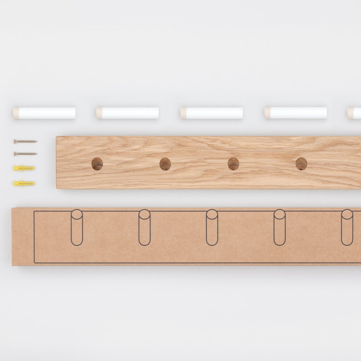 John Green Peg Solid Oak Coat Rail-Beaumonde