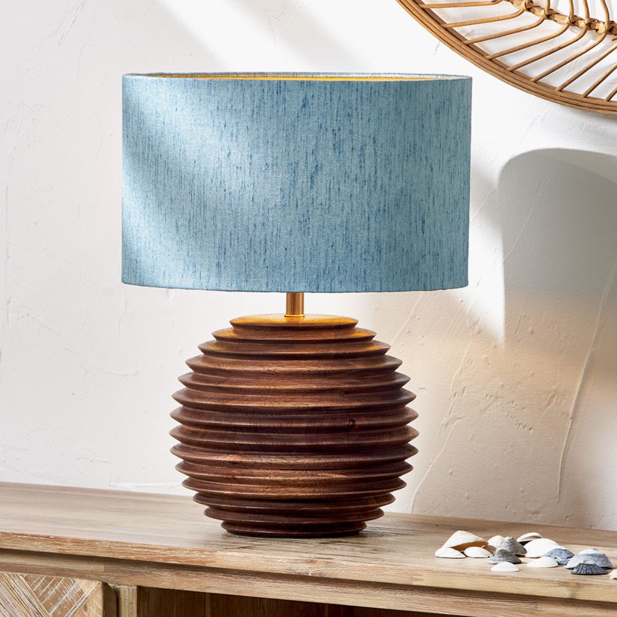 Pacific Lifestyle Pembury Brown Wash Turned Wood Table Lamp Base