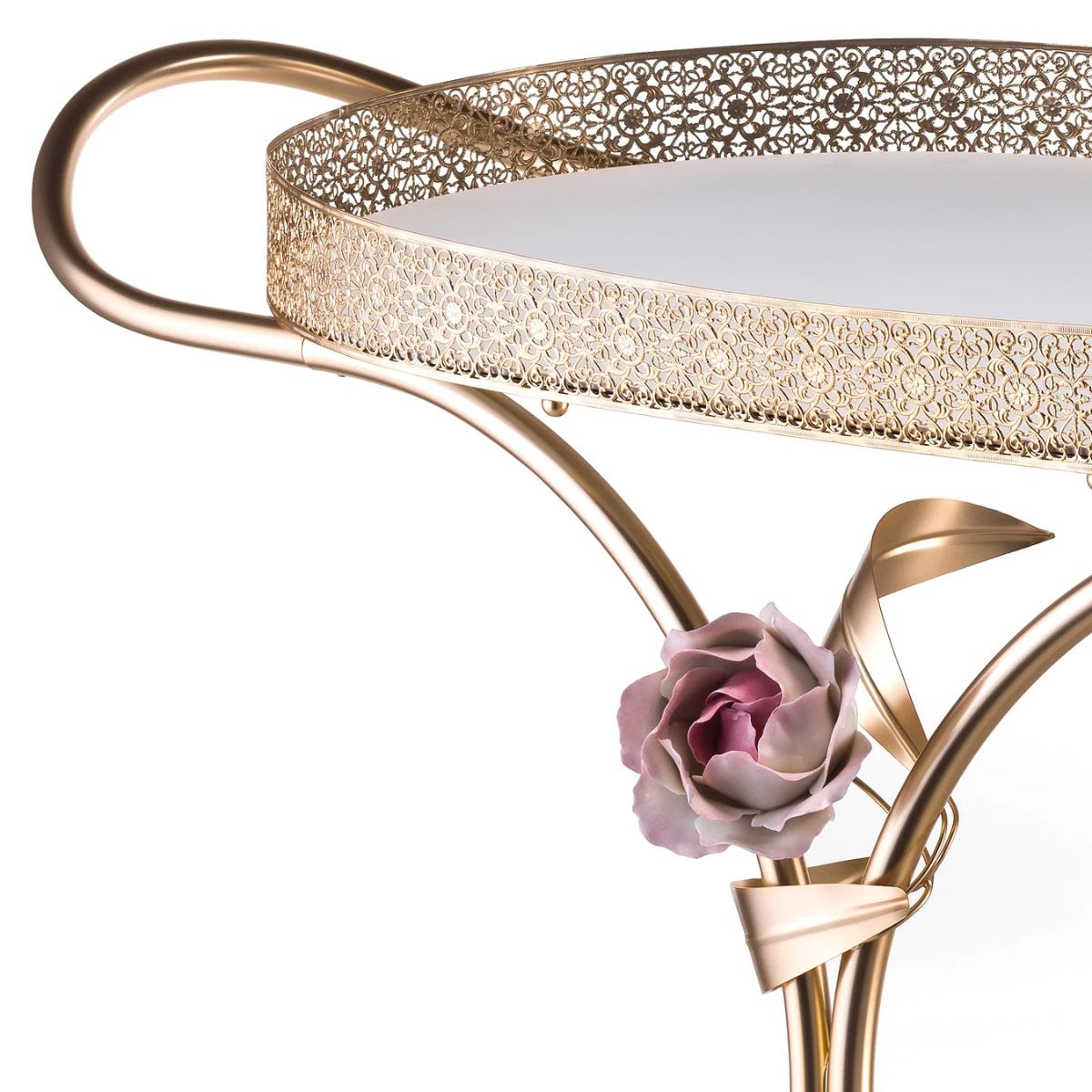 Villari Peony Tea Trolley - Pink & Gold