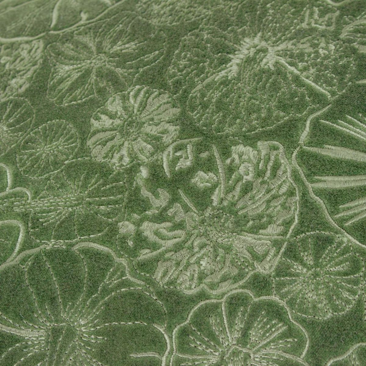 Furn Picking Patch Embroidered Velvet Cushion Greenwood