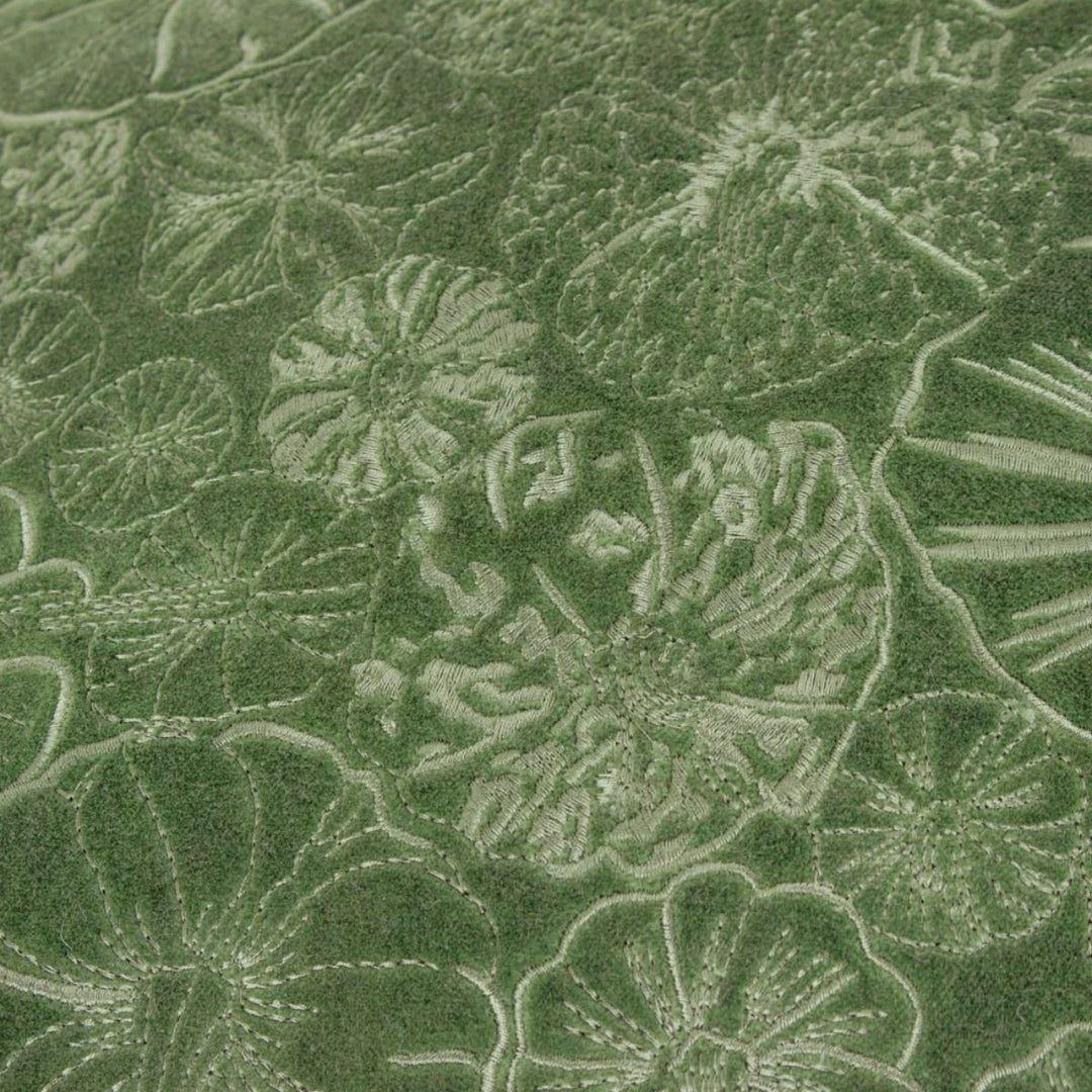 Furn Picking Patch Embroidered Velvet Cushion Greenwood