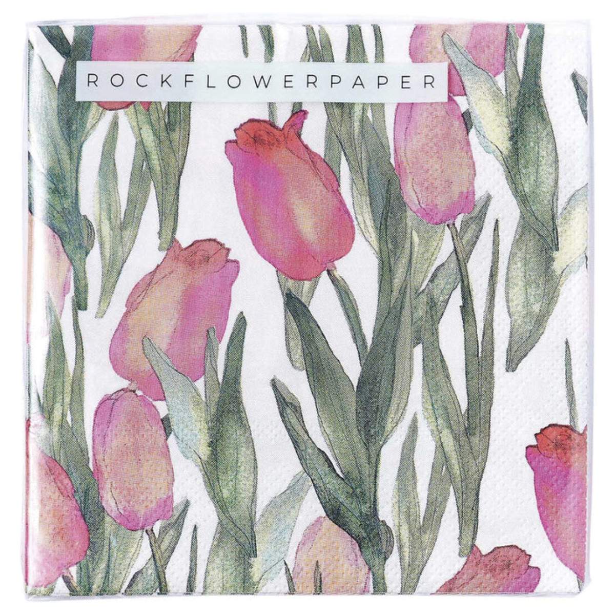 Rock Flower Paper Pink Tulips Paper Cocktail Napkins (Pack of 25)