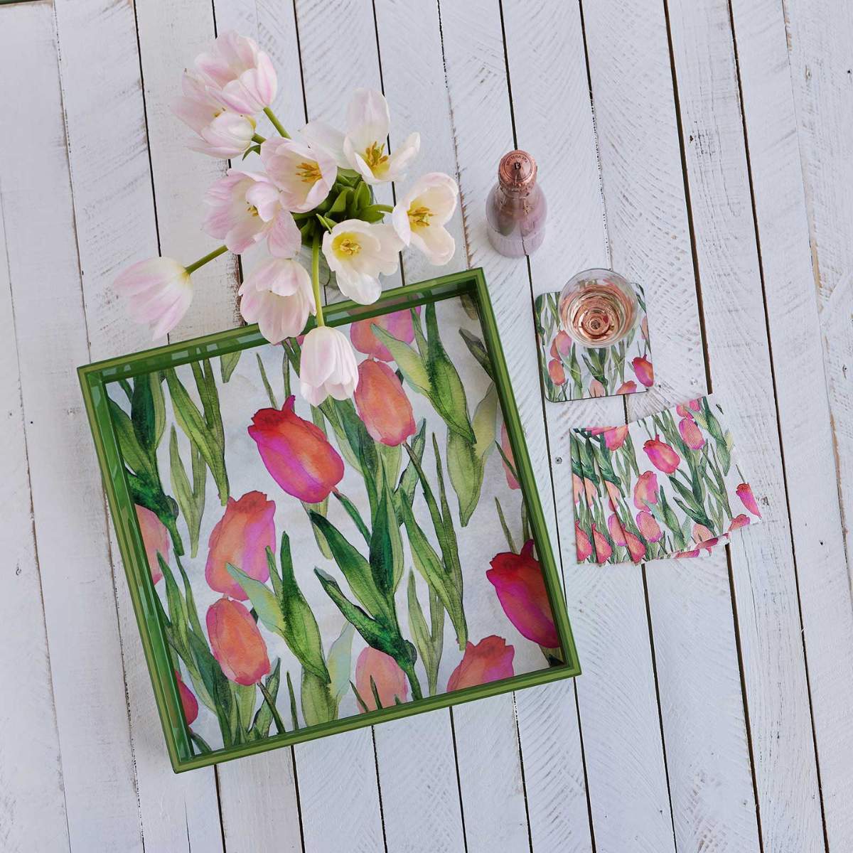 Rock Flower Paper Pink Tulips Paper Cocktail Napkins (Pack of 25)