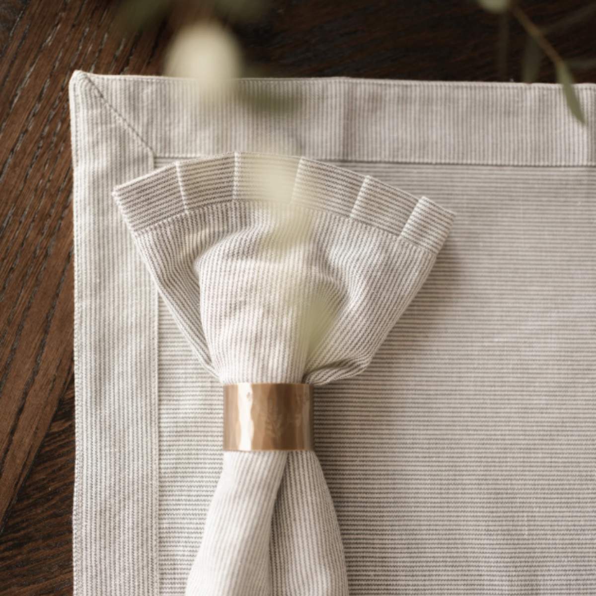 Morgan Wright Pinstripe Frill Napkin Charcoal