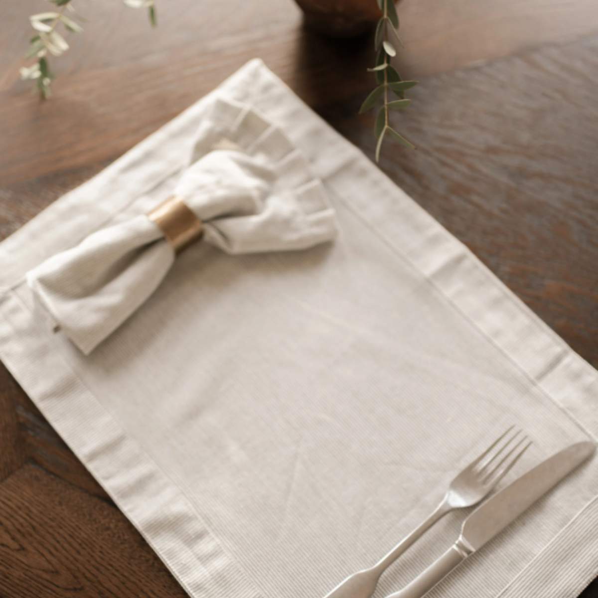 Morgan Wright Pinstripe Frill Napkin Charcoal