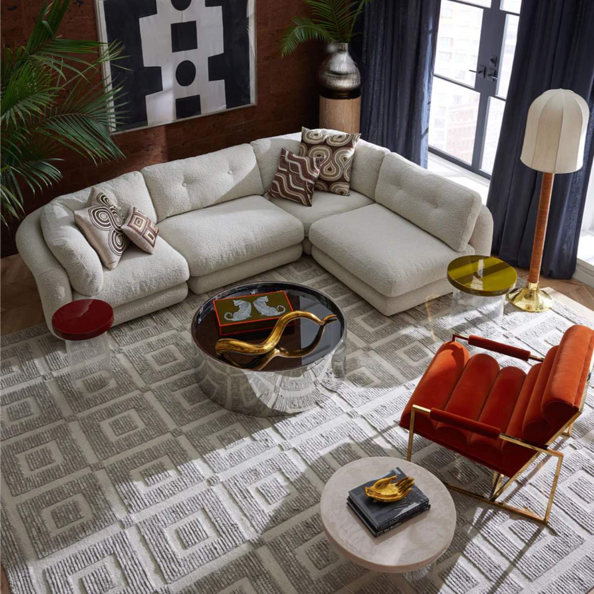 Jonathan Adler Pompidou 120" Modular Four-Piece Sectional