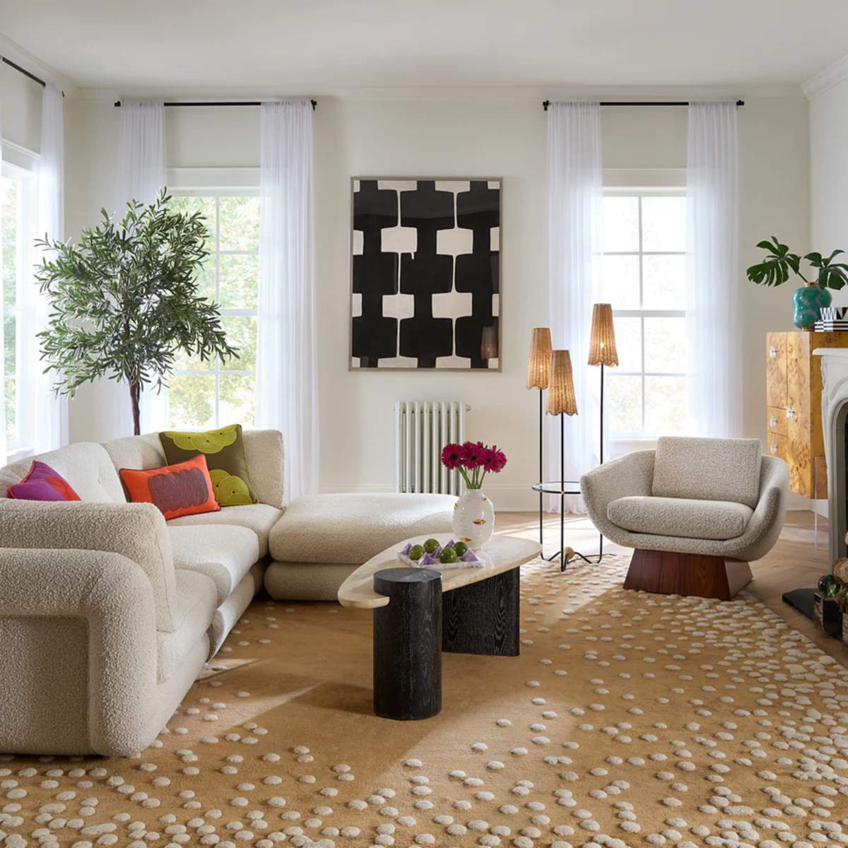 Jonathan Adler Pompidou 304.8cm Modular Four-Piece Sectional with Ottoman