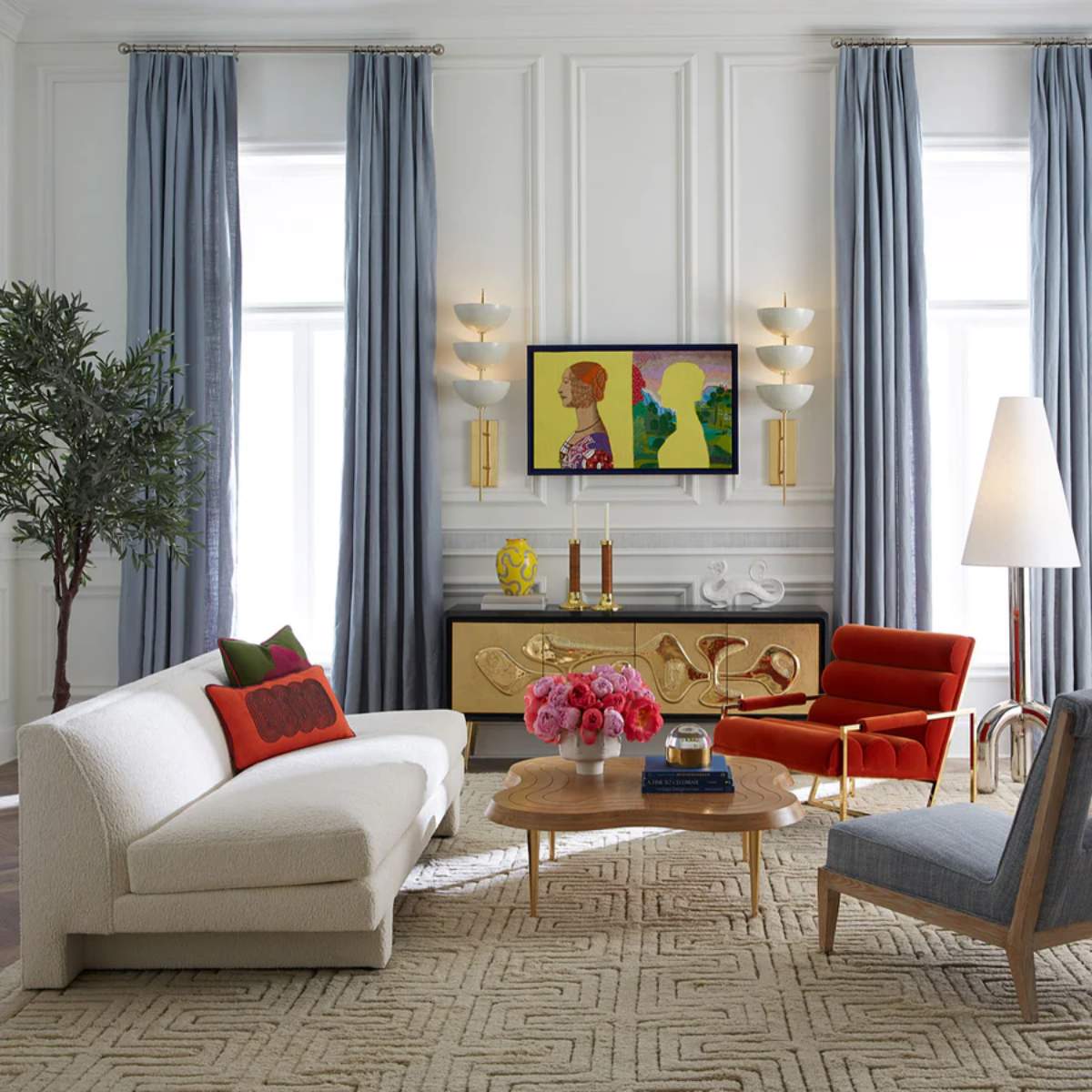 Jonathan Adler Pompidou Tangerine Path Cushion