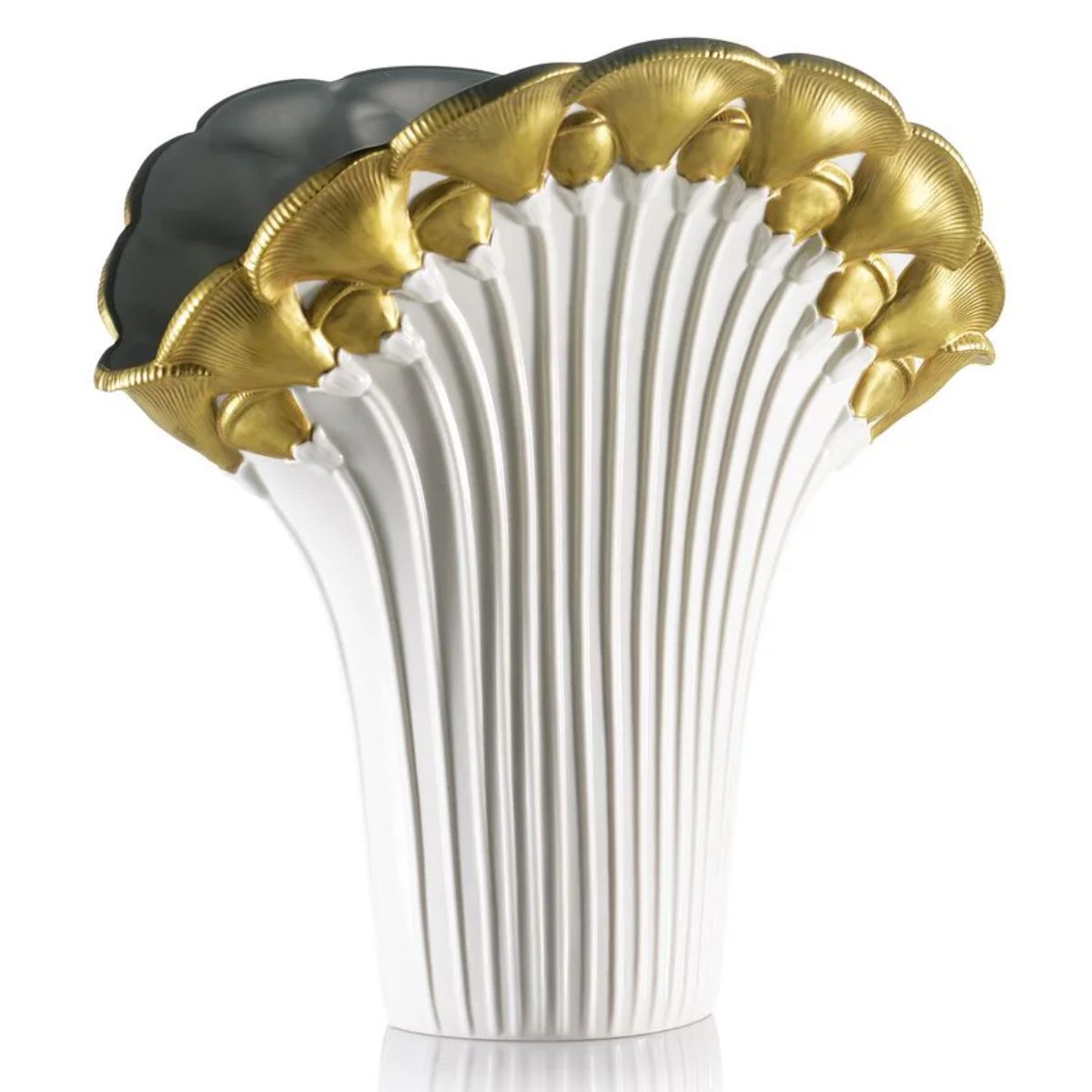 Villari Poppy Vase - White & Gold
