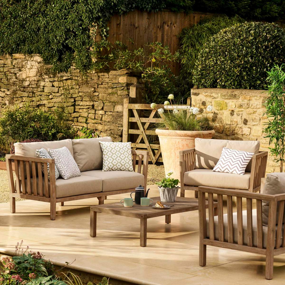 Garden Trading Porthallow 2 Seater Sofa Set Dark Natural