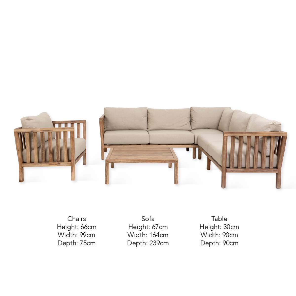 Garden Trading Porthallow Corner Sofa Set Dark Natural