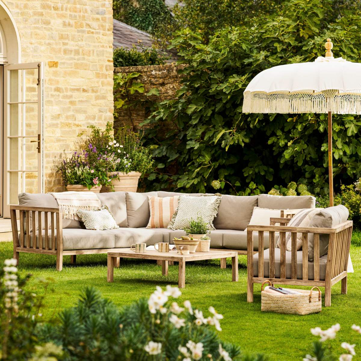 Garden Trading Porthallow Corner Sofa Set Dark Natural