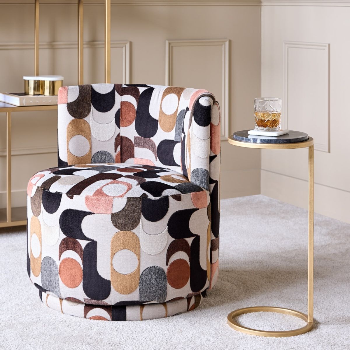 Libra Interiors Portico Belgian Velvet Swivel Chair