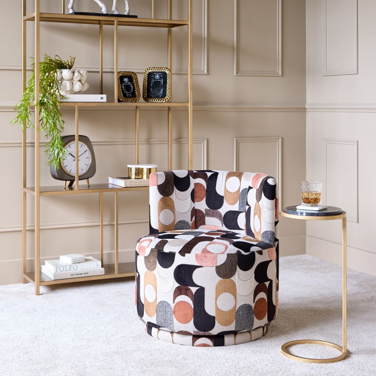 Libra Interiors Portico Belgian Velvet Swivel Chair