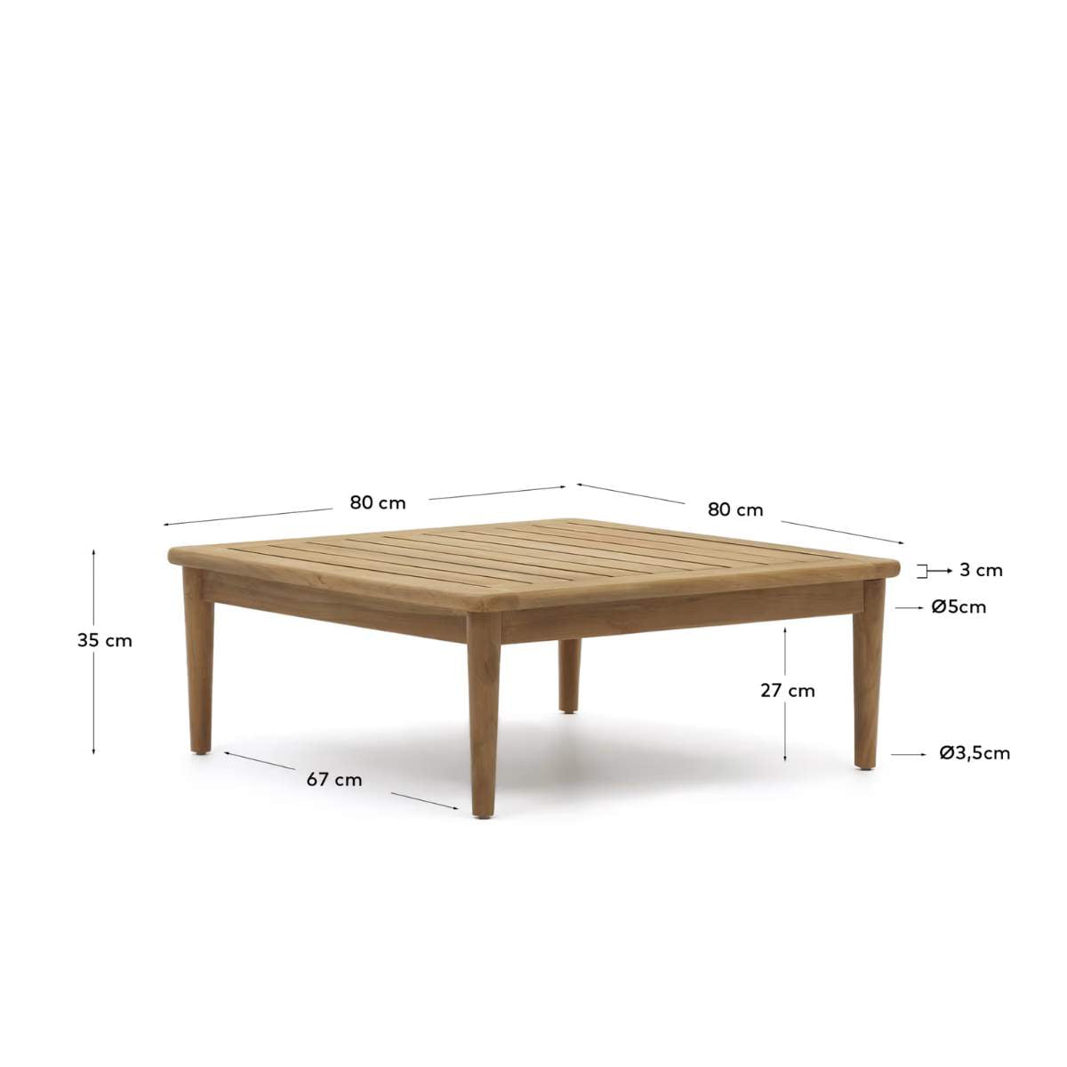 Kave Home Portitxol solid teak coffee table, 80 x 80 cm