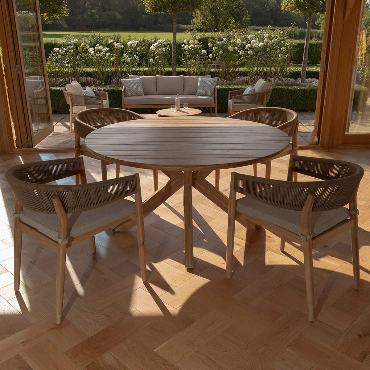 Maze - Porto Rope Weave 4 Seat Round Dining Set