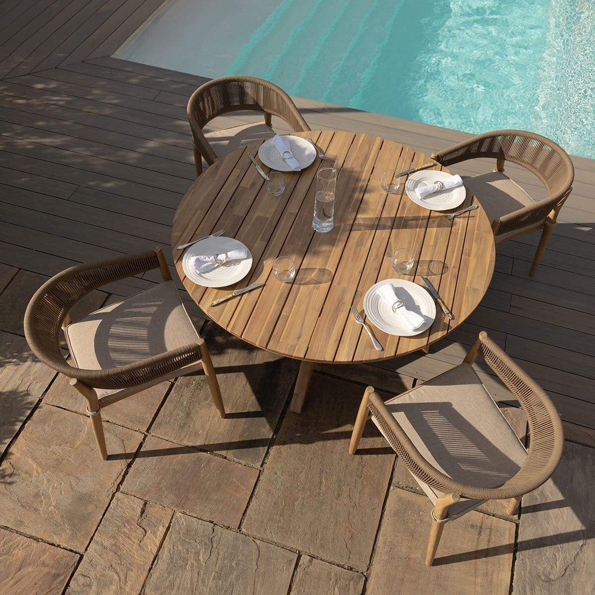 Maze - Porto Rope Weave 4 Seat Round Dining Set