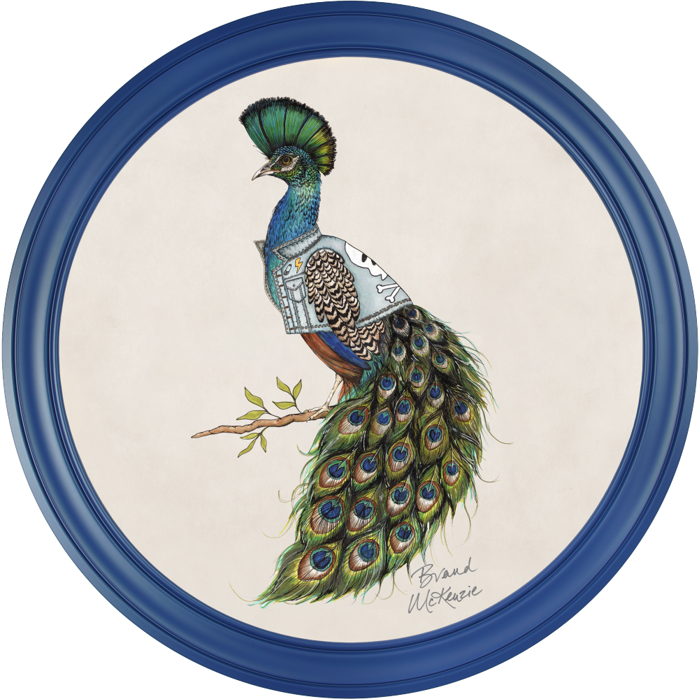 Brand McKenzie Punk Rocks Prince Framed Round Art Print with Chalk White Background