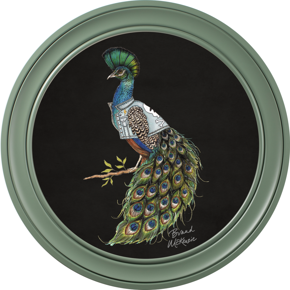 Brand McKenzie Punk Rocks Prince Framed Round Art Print with Charcoal Black Background