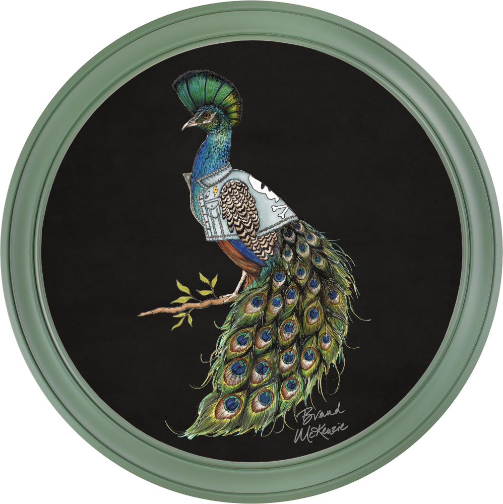 Brand McKenzie Punk Rocks Prince Framed Round Art Print with Charcoal Black Background