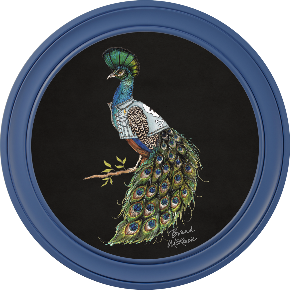 Brand McKenzie Punk Rocks Prince Framed Round Art Print with Charcoal Black Background