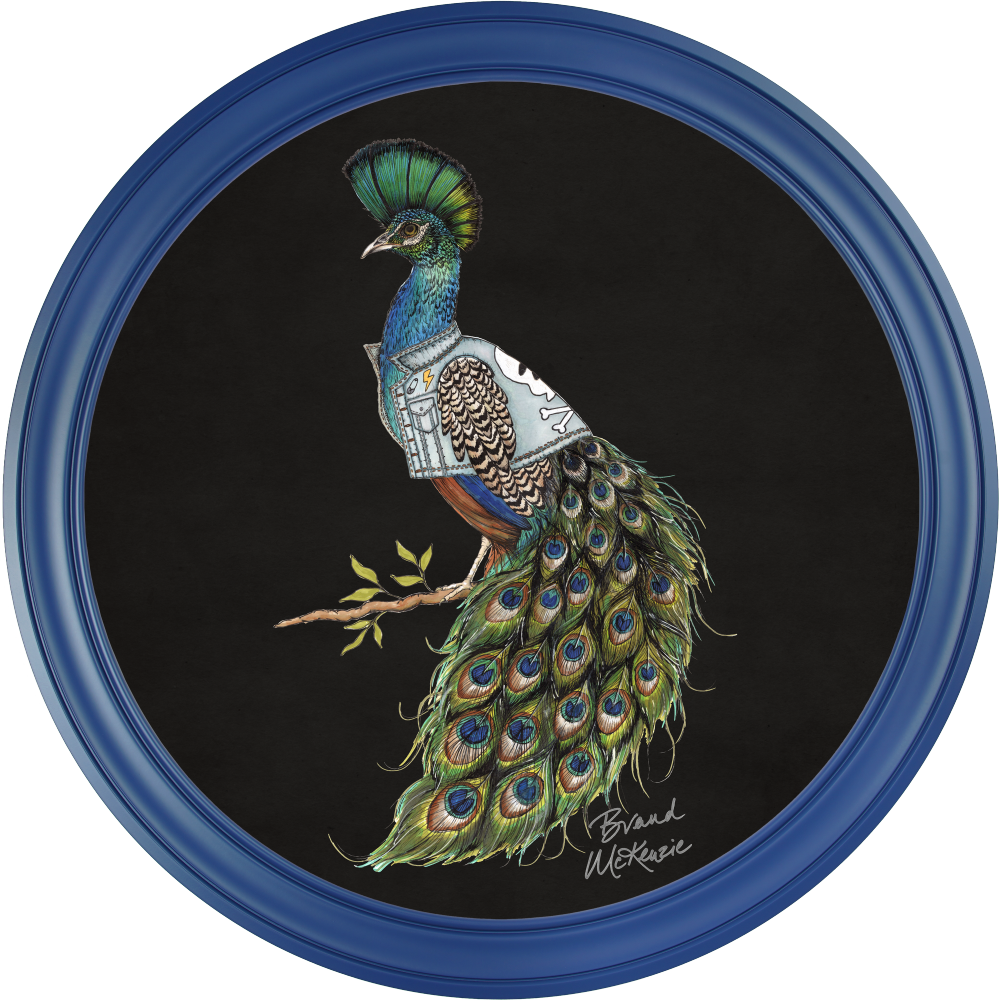 Brand McKenzie Punk Rocks Prince Framed Round Art Print with Charcoal Black Background