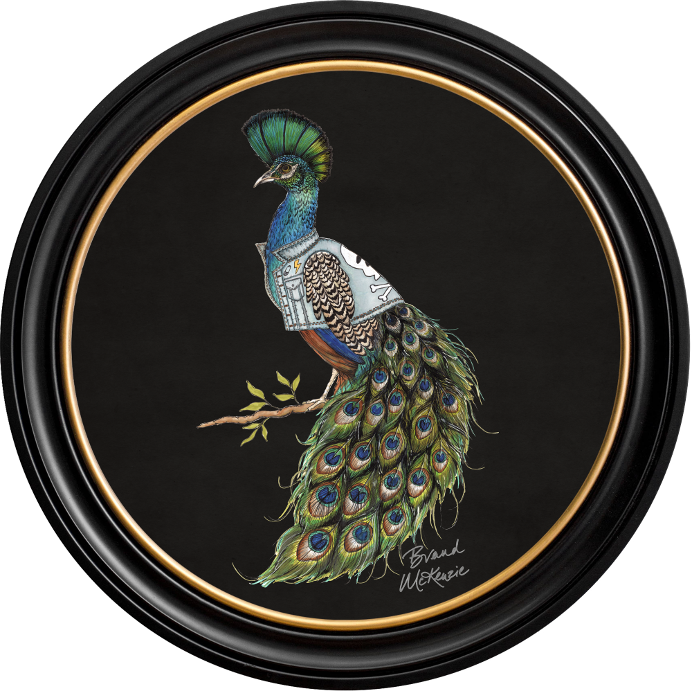 Brand McKenzie Punk Rocks Prince Framed Round Art Print with Charcoal Black Background