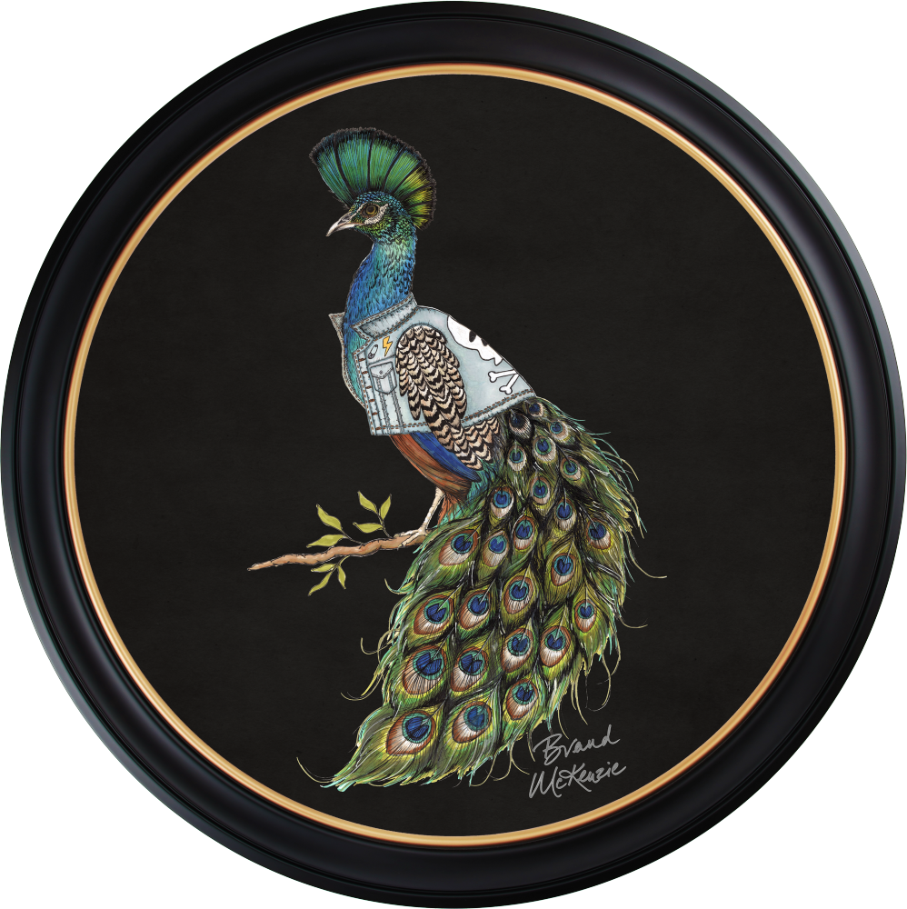 Brand McKenzie Punk Rocks Prince Framed Round Art Print with Charcoal Black Background