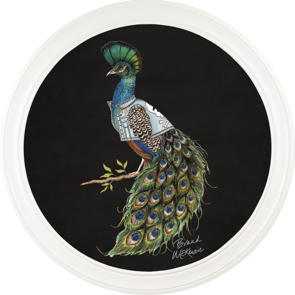 Brand McKenzie Punk Rocks Prince Framed Round Art Print with Charcoal Black Background