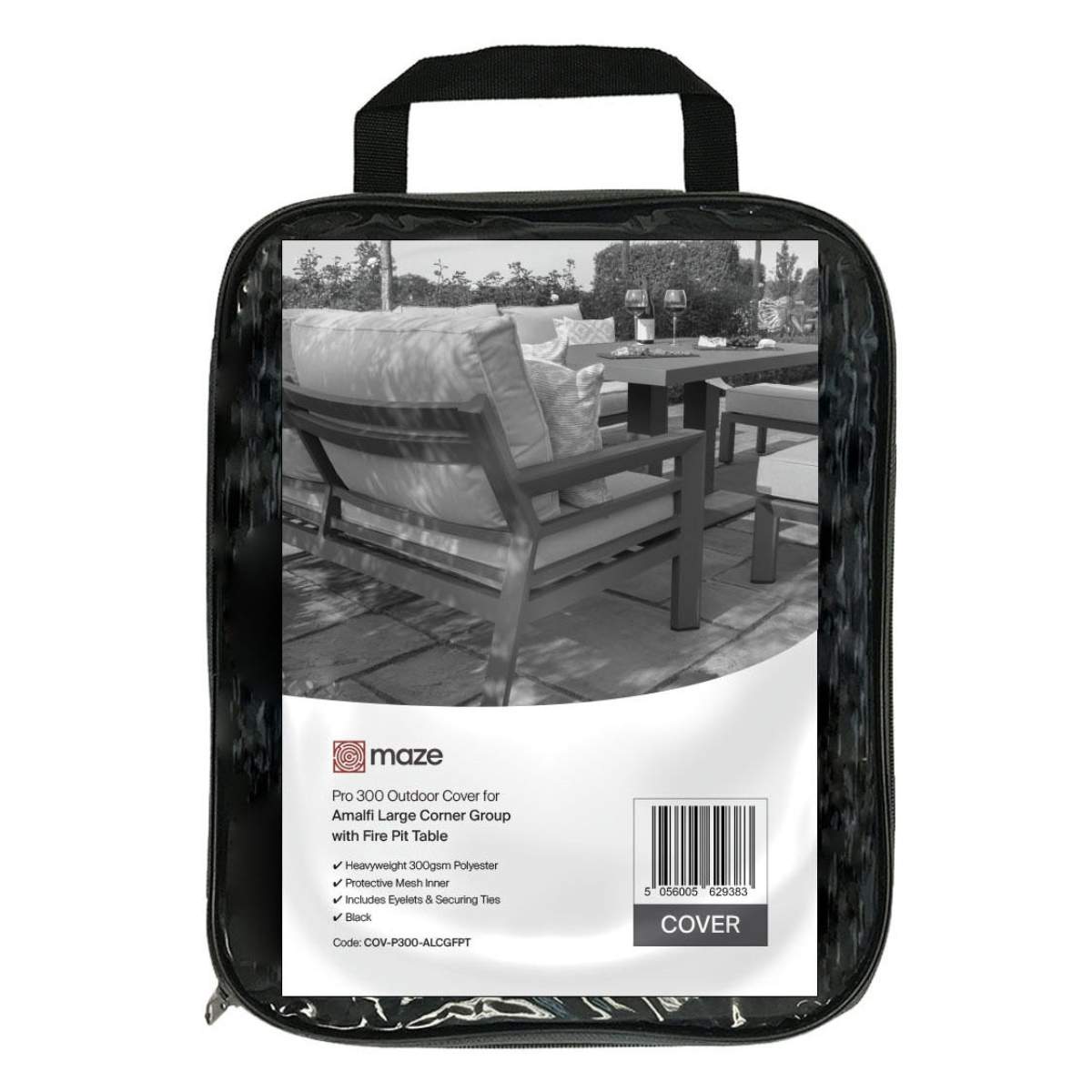 Maze - Pro 300 Outdoor Cover for Amalfi Large Corner Group with Fire Pit Table