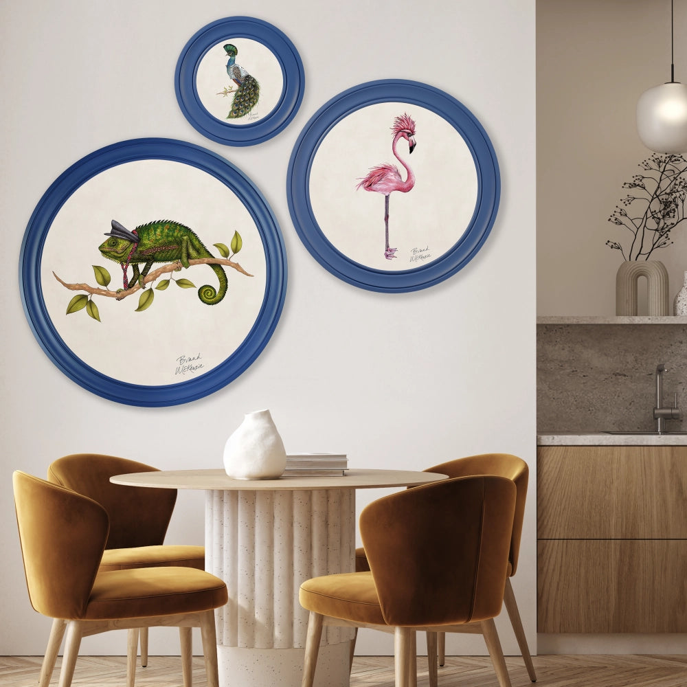 Brand McKenzie Punk Rocks Cleo Framed Round Art Print with Chalk White Background