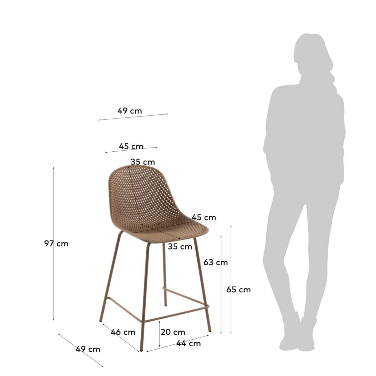 Kave Home Quinby brown outdoor stool 65cm