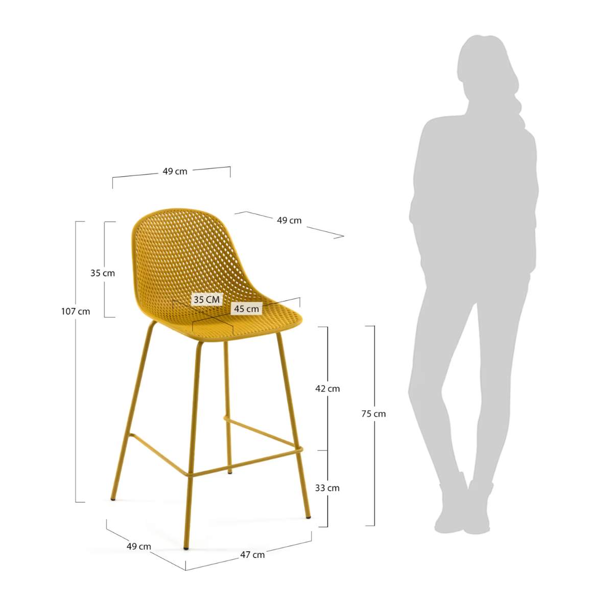 Kave Home Quinby brown outdoor stool 75cm