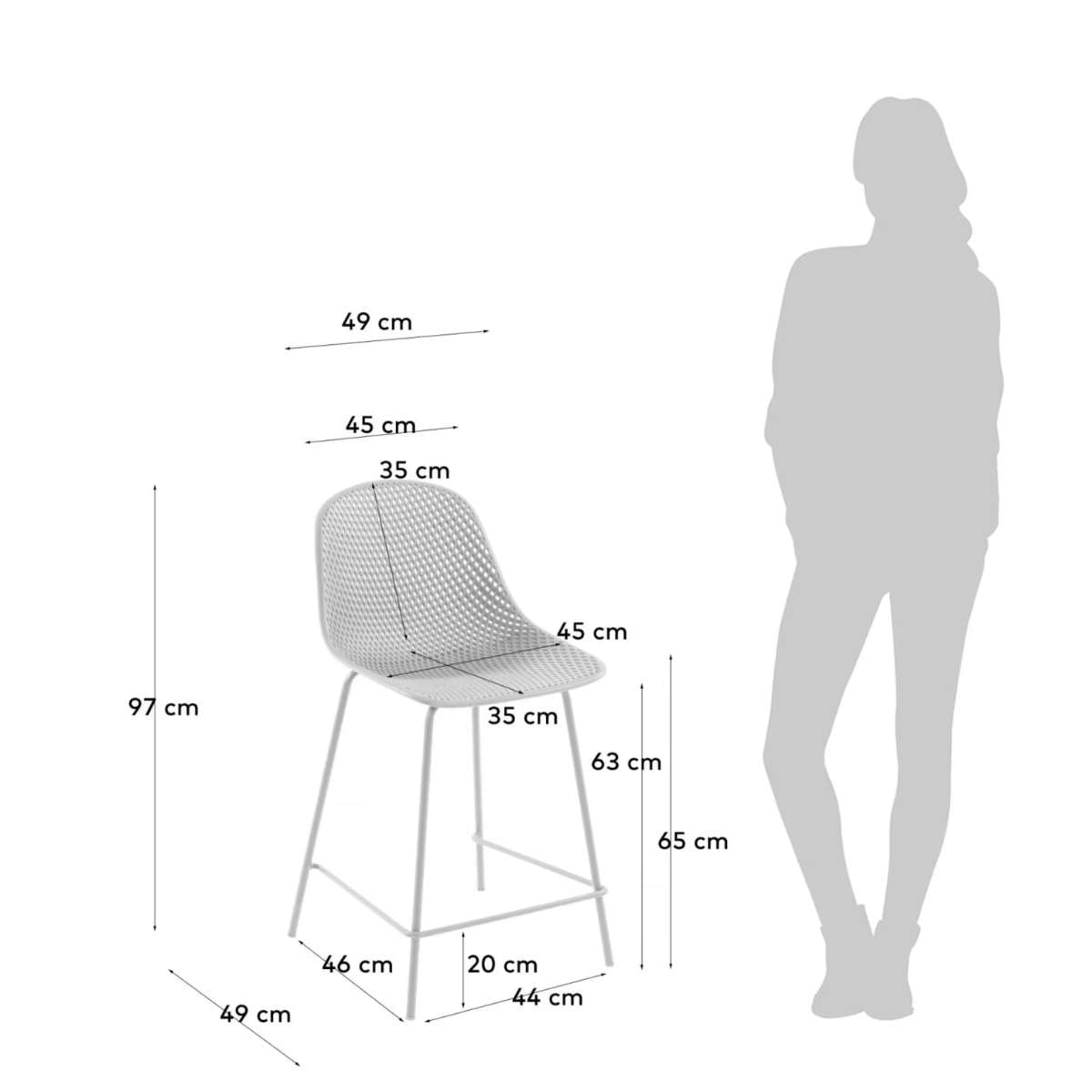 Kave Home Quinby brown outdoor stool 65cm