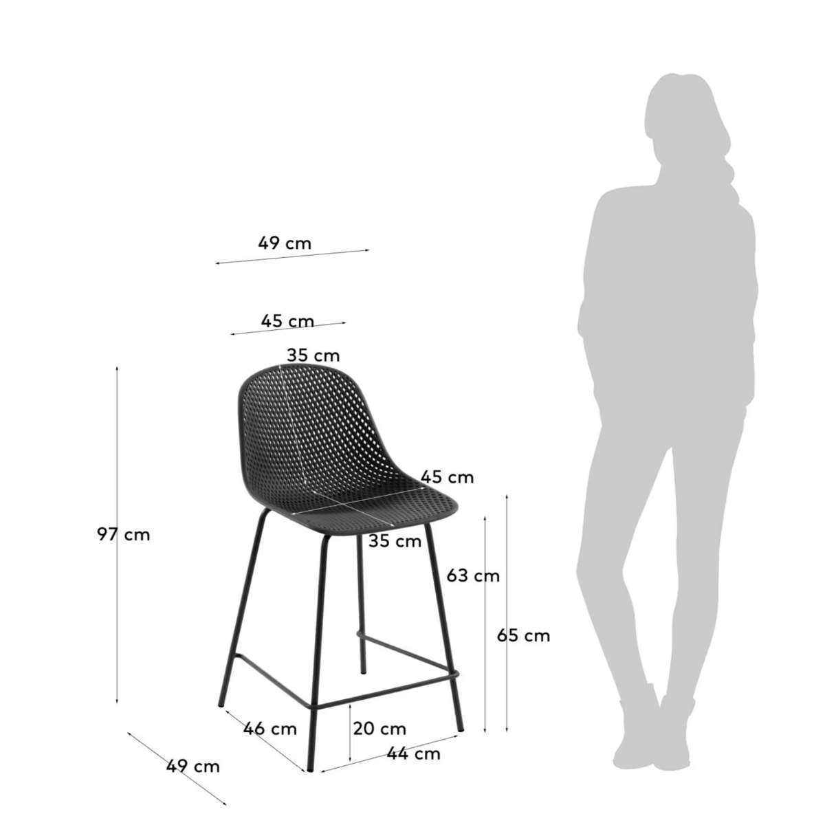 Kave Home Quinby brown outdoor stool 65cm