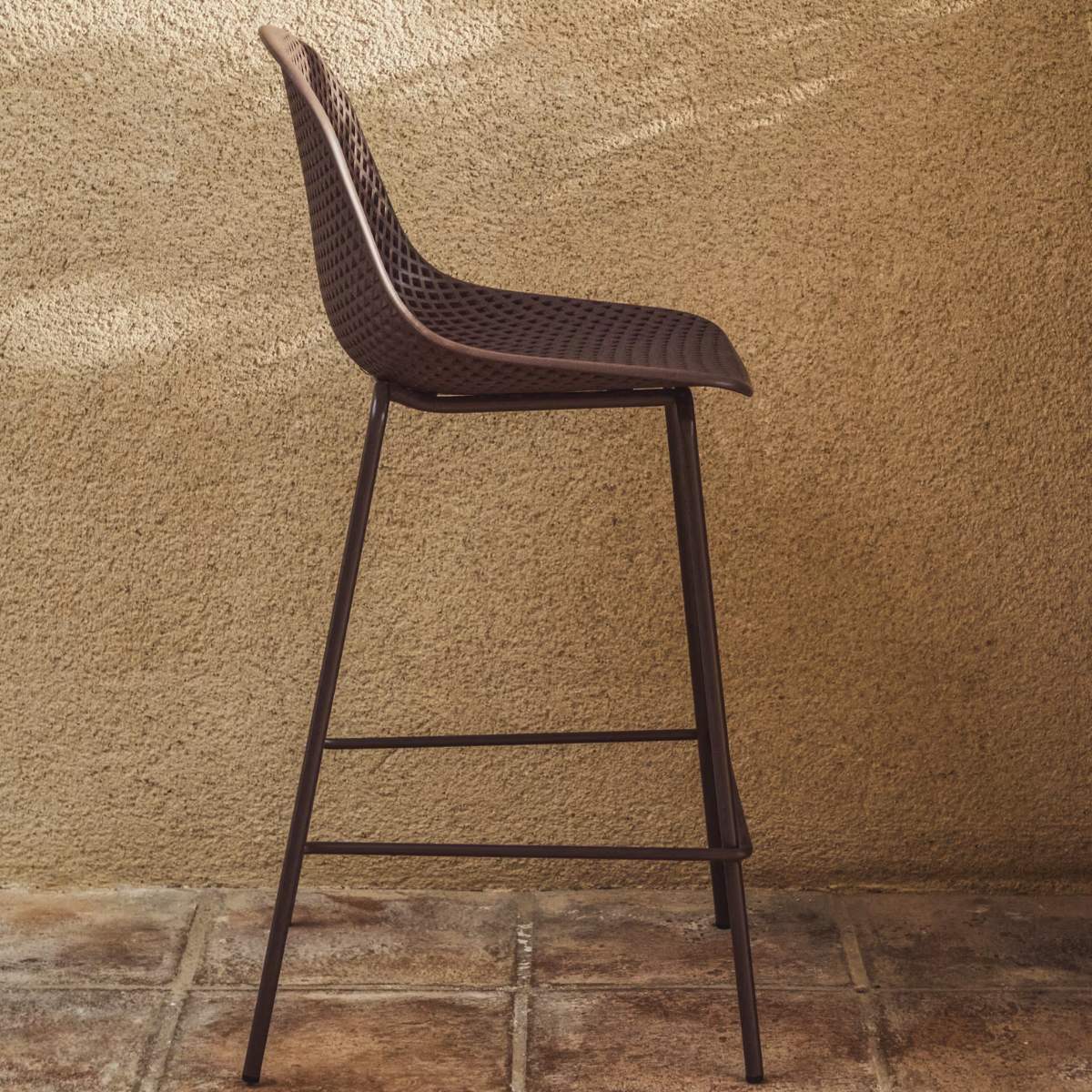 Kave Home Quinby brown outdoor stool 65cm