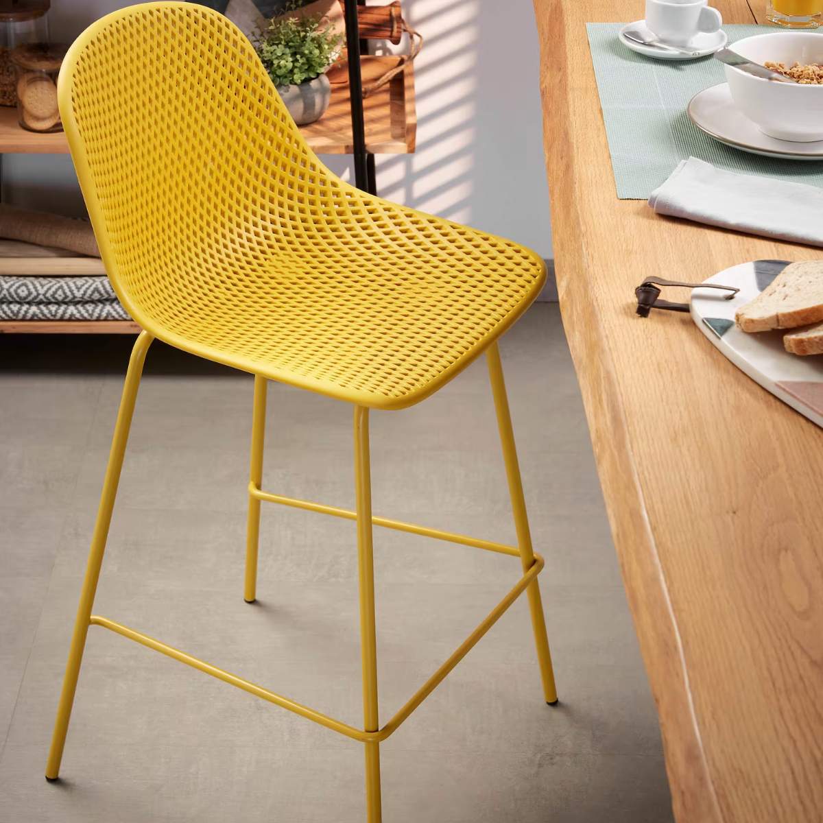 Kave Home Quinby brown outdoor stool 65cm