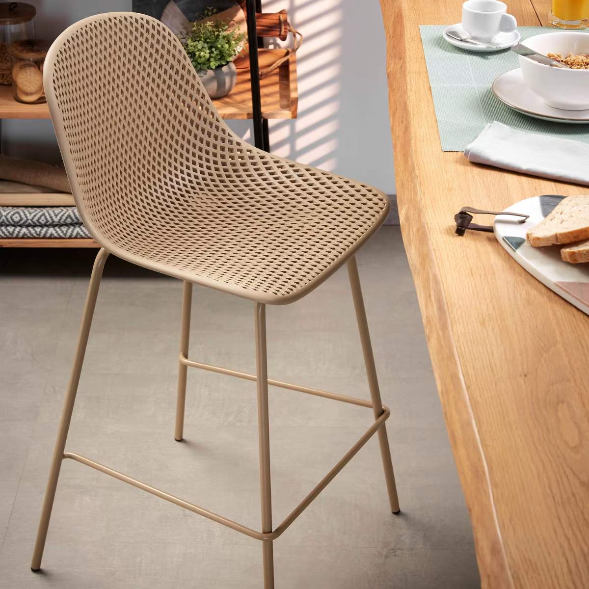 Kave Home Quinby brown outdoor stool 65cm