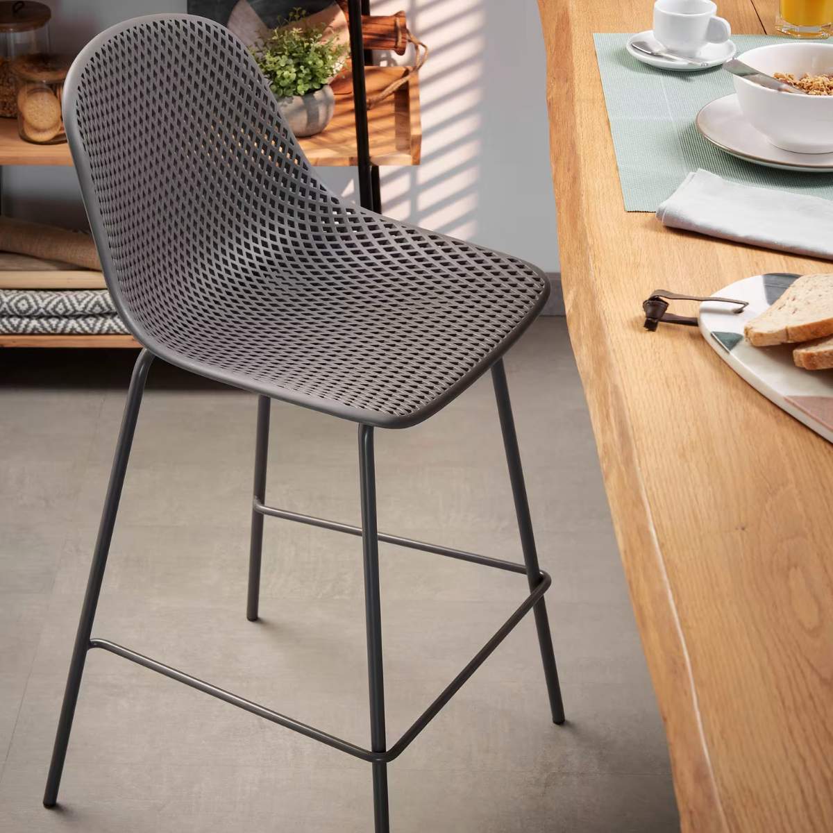 Kave Home Quinby brown outdoor stool 65cm