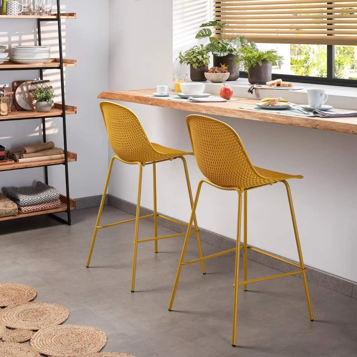 Kave Home Quinby brown outdoor stool 75cm