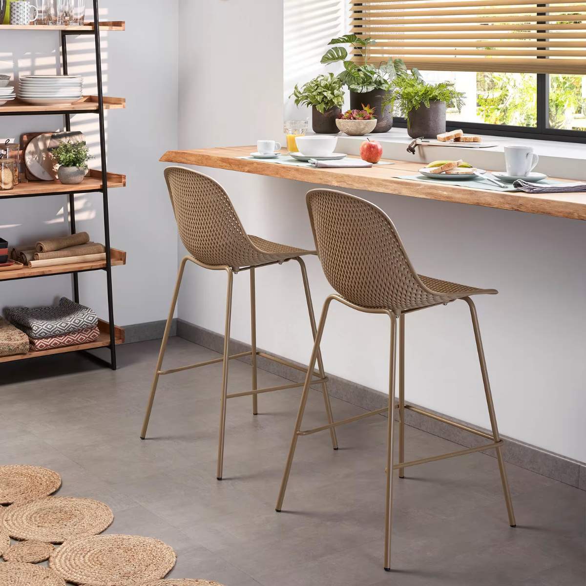 Kave Home Quinby brown outdoor stool 75cm