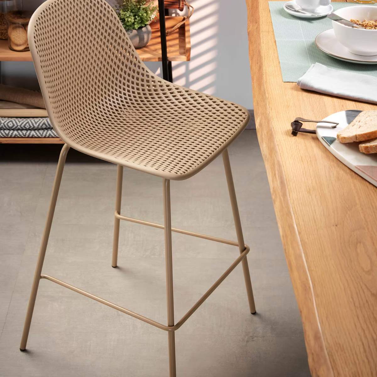 Kave Home Quinby brown outdoor stool 75cm