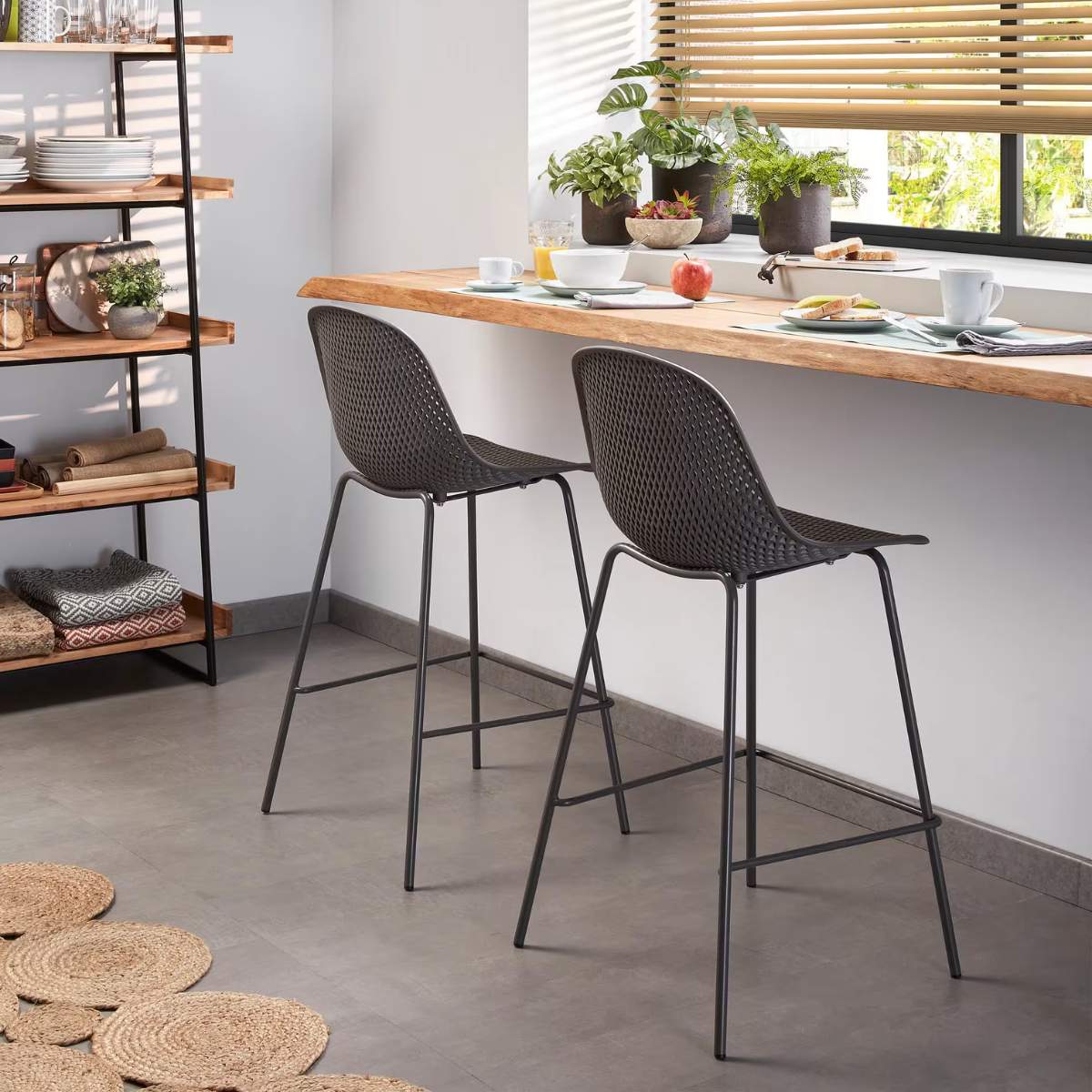 Kave Home Quinby brown outdoor stool 75cm