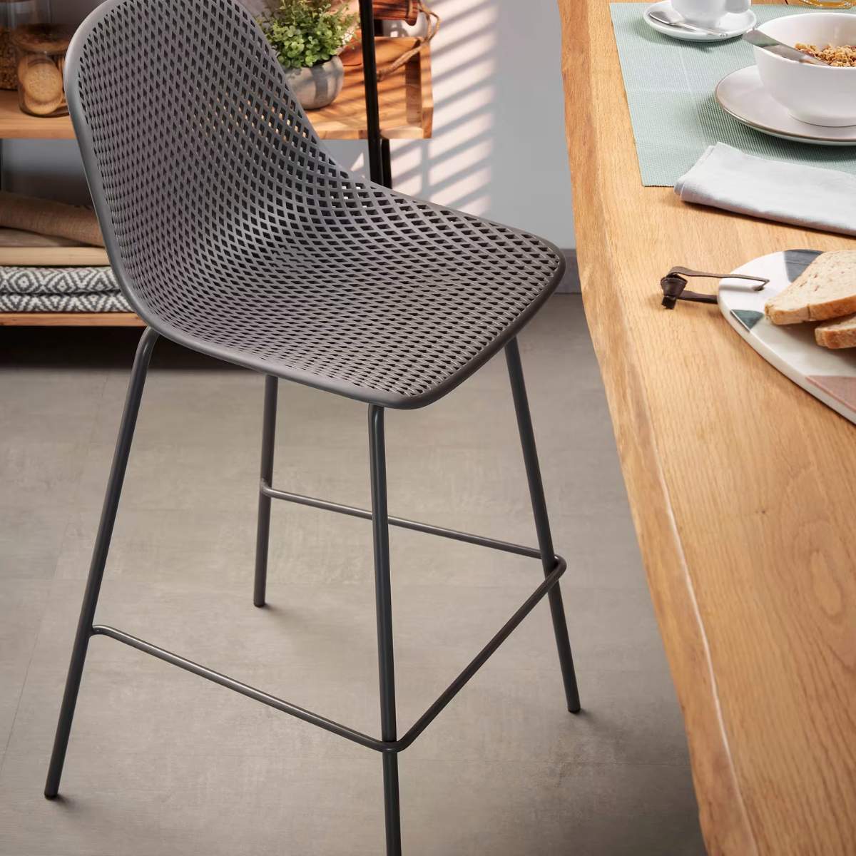 Kave Home Quinby brown outdoor stool 75cm